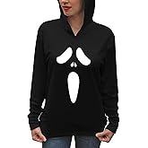 WEITUN Halloween Hoodie Shirt Women Pumpkin Face Long Sleeve Tees Tops Halloween Pullover Tshirts