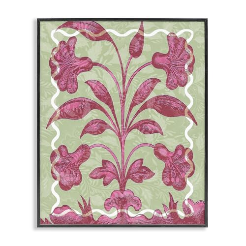 Stupell Industries Pink Symmetrical Plant Black Framed Giclee Art Design by Lil…
