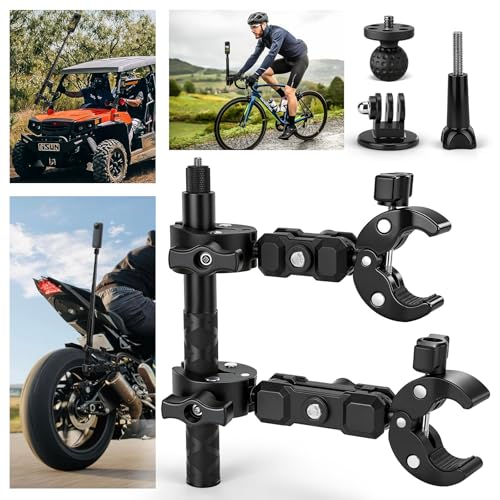 Motorcycle Mount for Insta360 X5 X4, Bike Handlebar Mount Kit with Invisible Selfie Stick 120cm and Dual Clamp Accessory for Insta 360 X5 X4 X3 ONE X2 GoPro Hero 13 12 DJI Osmo Pocket 3