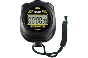 PULIVIA Stopwatch Timer with Countdown, Simple Operation Digital Stop Watch for Sports, Countdown-Alarm Button-Sound, AAA Battery Included (Black)
