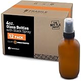The Bottle Depot 7 Colrs Avail Bulk 12 Pack 4 oz Amber Frosted Glass Bottles With Spray; Wholesale Quantity for Essential Oil