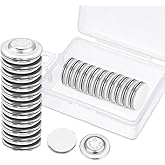 BBTO 24 Pieces Name Tags Magnets Magnetic Name Badge Round Adhesive Magnetic Pin Backs for Clothes with Plastic Storage Box for Circle Badges(Diameter of 1.7 cm/ 0.67 inch)