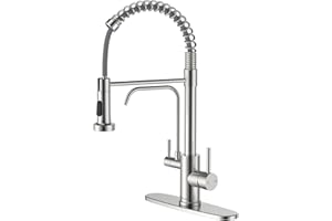 APPASO Kitchen Faucet with Drinking Water Faucet, 3 in 1 Pull Down Faucet with Purfied Water Faucet, 20 Inches High Arc Kitchen Water Filter Faucet, Brushed Nickel (Without Filtration Device)