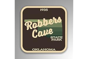 JMM Industries Robbers Cave State Park Oklahoma Vinyl Decal Sticker Retro Vintage Look 2-Pack 4-inches by 4-inches Premium Quality UV Protective Laminate SPS423