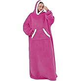 Sioloc Wearable Blanket Hoodie for Women/Kids/Men, Oversized & Cozy Sherpa Lined Hoodie Sweatshirt Blanket(Coral violet,Oversized)