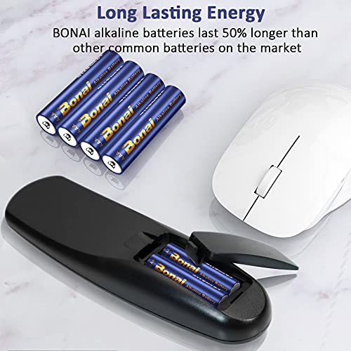 BONAI Longlife AAA LR03 Alkaline Batteries (Pack of 40) 1.5V Micro Alkaline Battery, High Performance, Storage 10 Years, Performance Range Powerful Disposable Batteries MN2400