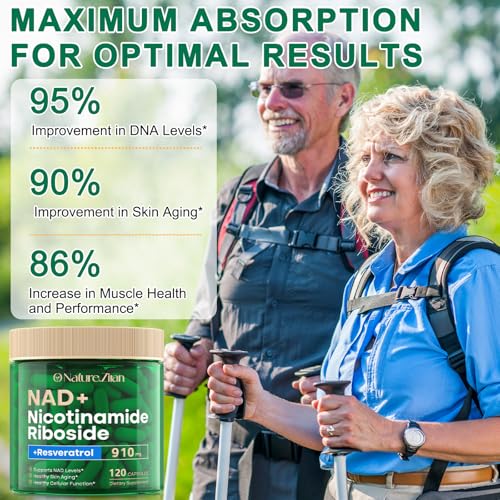 O NATURE ZIRAN Suplemento De Nad, Ribósido De Nicotinamida De Nad De 910 Mg Para Hombres Y Mujeres, Resveratrol De Ribósido De Nicotinamida Liposomal, Para El Antienvejecimiento, La Energía, La Conc