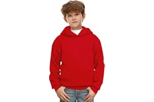 Remimi Unisex Kids Hoodie with Kangaroo Pocket Solid Color Sweatshirt for Boy Girl 5-14 Years