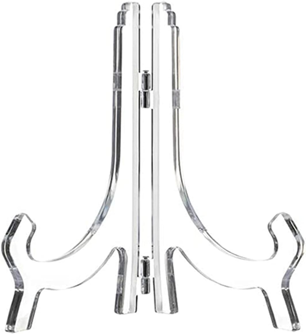 Premium Quality Clear Traditional Acrylic Plate Stand Display Picture Photo Frame Stand Holder - Perfect for 3" to 6" Inch Plates Clear