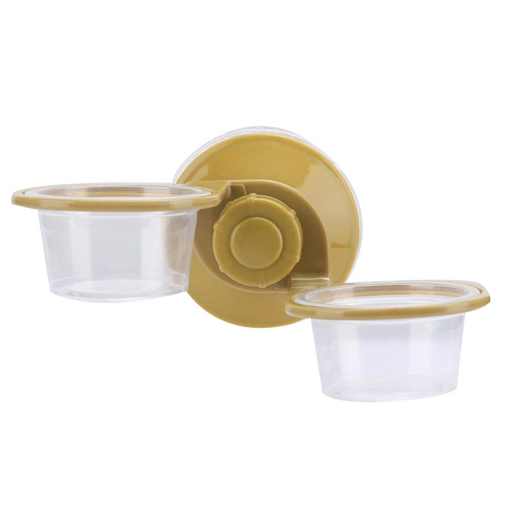 Reptile Feeder Bowl, Pet Reptile Food Feeder Suspension Fixed Hanging Water Feeding Bowl with Dish Rack and Suction Cup Home Pet Feeder Supplies Accessories (Double Bowl)