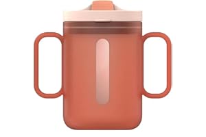 Dysphagia Cups, Feeding Cup with Lid and Straw, 300ml Unspillable Cup with Handles Adopting Anti Suffocation Design, Adult Si