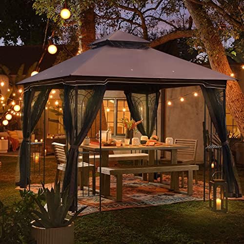 ECOTOUGE Outdoor Gazebo 10x10 for Patios, Double Waterproof Softtop