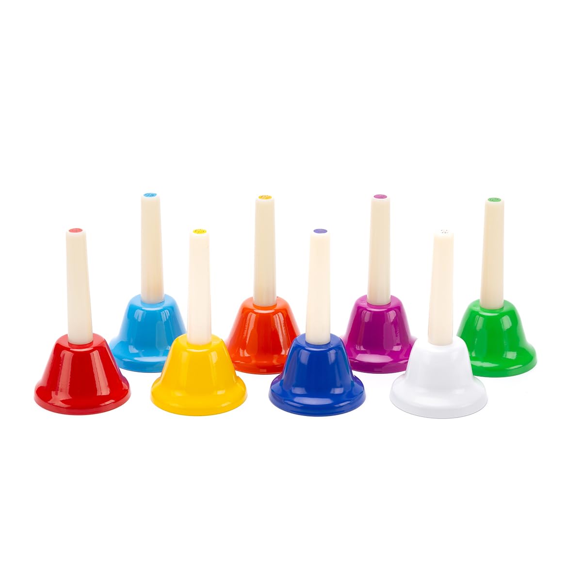 CeleMoon Hand Bells for Beginner - 8 Note Colorful Metal Handbells with Handle - Educational Teaching and Learning Music Instruments