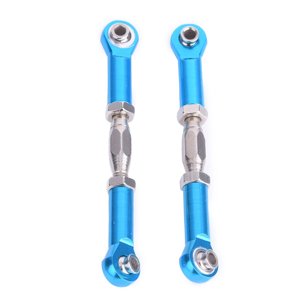 Dilwe RC Pull Rod, Adjustable Metal Aluminum Steering Pull Rod Upgrade Sets Compatible with HSP 94111 94188 94118 RC Model Car (Blue) Deformation Model