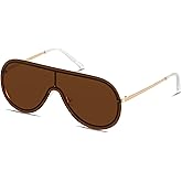 LYZOIT Rimless Oversized Square Sunglasses for Women Men Flat Top Shield Frameless Sun Glasses