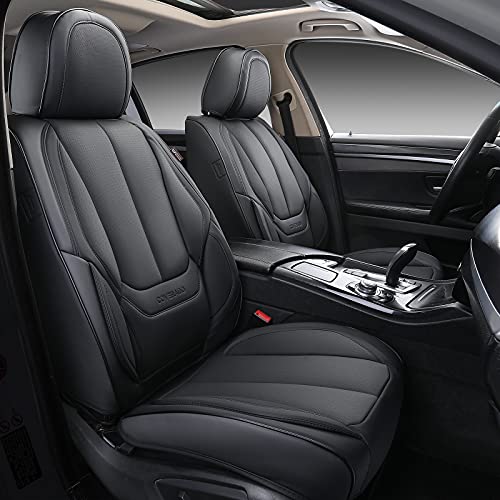 Coverado Coprisedili Anteriori e Posteriori 5 Posti, Set completo Protezioni Sedili auto Impermeabili Pelle NAPPA,Accessori Universali Auto Adatti alla Maggior Parte Delle Berline SUV Pick-up,Nero