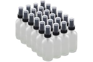 The Bottle Depot - 24 Pack - 2 oz Glass Spray Bottle - Clear Frosted - 20-400 Neck Finish - Boston Round Bottles - UV Rays Protection