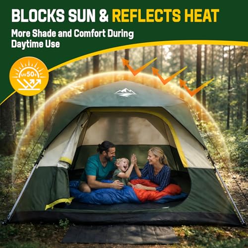 Tent 4 Person Tents for Camping - Instant Cabin Tent Setup in 50 Seconds with Rainfly & Windproof, Portable Pop Up Tents with Carry Bag for Family Outdoor Camping & Hiking