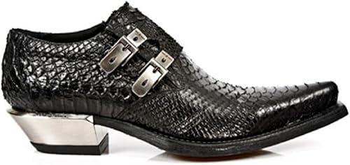 New Rock Cuir Newrock 7934 S2 Noir Python Boucle Ouest Acier Talon Chaussures Bottes Amazon Fr Chaussures Et Sacs