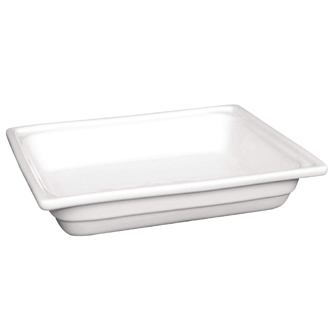 Olympia Whiteware 1/2 Gastronorm Tray, Porcelain, 65mm, 2.5Ltr - Oven, Microwave, Freezer and Dishwasher Safe U808