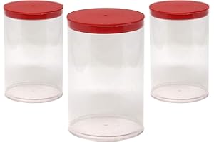 Prestige Import Group - 4" x 6.25" Transparent Clear Plastic (PETG) Storage Tubes with Red Lid - 4 Pack