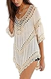 iNewbetter Womens V-Neck Knit Splice Irregular Hem Shirt Blouse Tops Beige