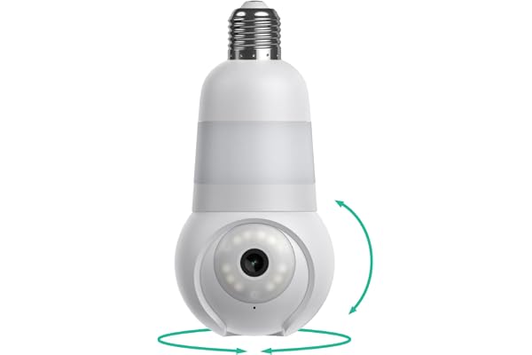 Luna Light Bulb Security Camera Wireless, 360° Pan Tilt Camera, Color Night Vision, LED Bulb & Spotlight, 2.4GHz 5GHz WiFi 6,