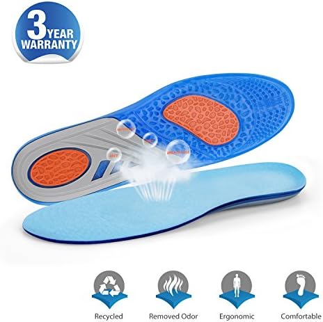 GEL Shock Absorption Sports Orthotic Comfortable Insoles Heel Protection Foot Arch Support Relieve Foot Pain/Heel Pain Unisex Inserts Free Tailoring(Unisex US5-US10)