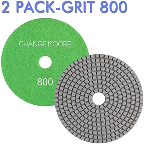 CHANGE MOORE Wet Diamond Polishing Pads 5 Inch for Marble Granite Travertine Terrazzo Concrete Stones Quartz Countertop Floor, 2 pack-Grit 800
