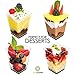 DLux 100 x 5.5 oz Mini Dessert Cups with Spoons, Square Large - Clear Plastic Parfait Appetizer Cup - Small Reusable Serving Bowl for Tasting Party Desserts Appetizers - With Recipe Ebook