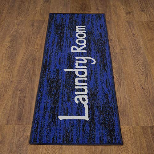 Ottomanson Laundry Collection NonSlip Rubberback Laundry Text Design
