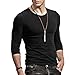 XSHANG Men's Long Sleeves Athletic Muscle Cotton T Shirt Soft Stretchy V Neck/Crew Neck Undershirts Black