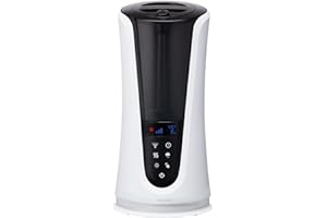 Homedics Ultrasonic Humidifier – Large Deluxe Air Humidifiers for Bedroom, Plants, Office – Cool and Warm Mist Humidifiers, Essential Oil Pads and Built-In Timer, 5 Mist Settings, White and Black