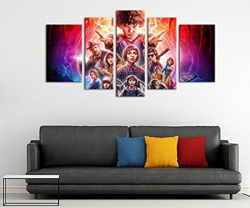 Stranger Things Canvas Prints 5 Panels Poster Wall Art Modern Artwork Home Decor Picture for Living Room Bedroom (no Frame 10x16inchx2 8x20inchx2 8x24inchx1)