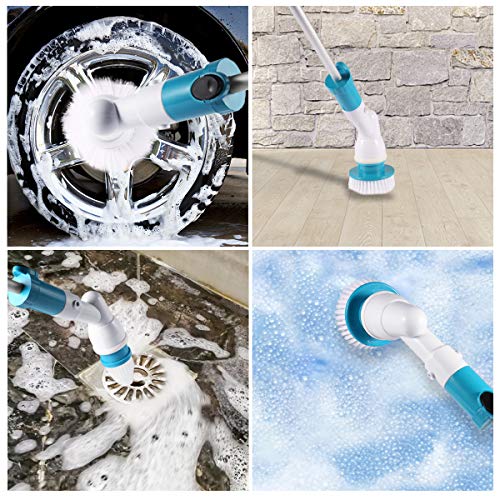 Spin Scrubber, 360 Cordless Tub and Tile Scrubber, Multi-Purpose Power Surface Cleaner with 3 Replaceable Cleaning Scrubber Brush Heads, 1 Extension Arm and Adapter