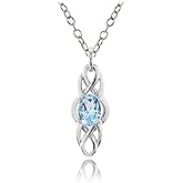 Ice Gems Sterling Silver Genuine or Created Gemstone Celtic Knot Oval Drop Necklace