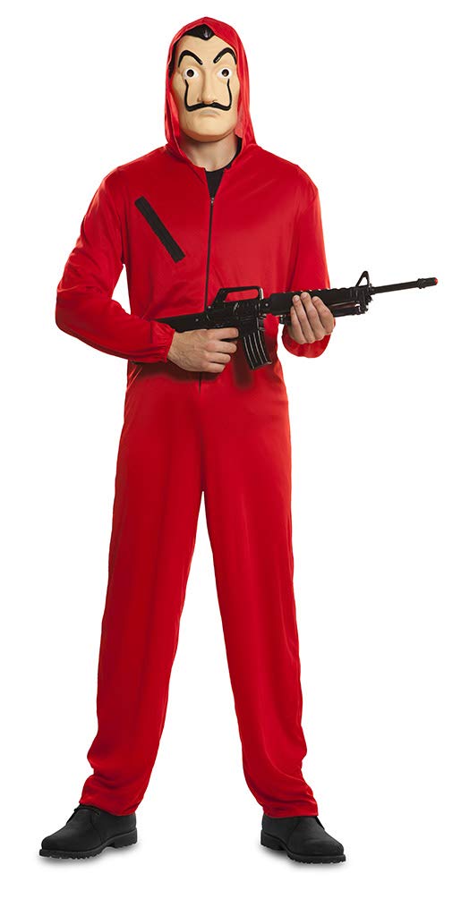 Ciao Original Casa de Papel House Robber Overall and Mask (S), Adult Costume, Red, S