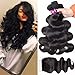 RECOOL 10A Virgin Hair Body Wave Bundles with Closure Cheap Brazilian Hair and Closure 100 Human Hair Extensions Natural Color(18 20 22 with 18 Free Part)