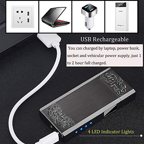 Pard Cigar Lighter, Sense Induction, USB Rechargeable Flameless Electronic Pulse Arc Cigarette Lighter, Black