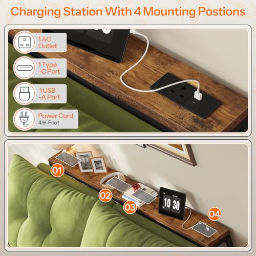 HOOBRO 160 cm Slim Console Table with Charging Station, Height Adjustable | Behind Sofa Table with Power Outlet, Long Hallway Table for Entryway, Living Room, Rustic Brown and Black EBF167KXG01