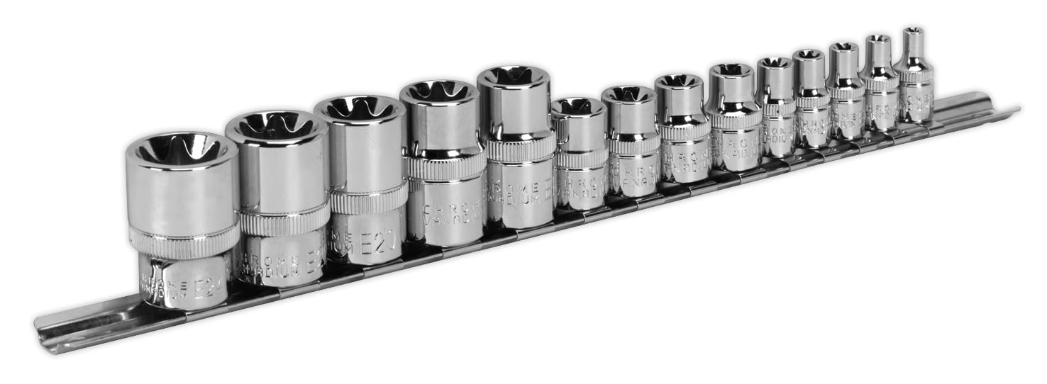 Sealey Ak618 TRX-Star Socket Set 14Pc 1/4 3/8 and 1/2Sq Drive E4-E24