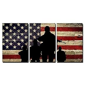 3 Panel ( x 3 Panels Silhouette of Troops)