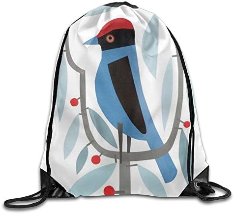 Woodpecker Printed Kawaii Drawstring Backpack Teen Girl Lightweight Bag Tote Hiking 16.9"14"
