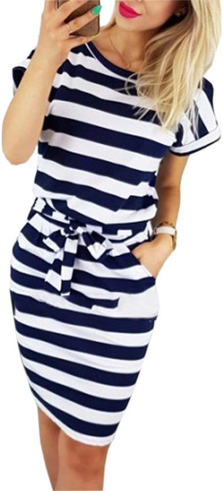 Women's Elegant Wear to Work Casual Pencil Dress with Belt