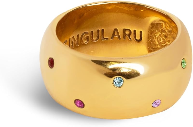 Anillo Mujer Curve Rainbow Baño Oro