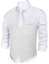 Barry.Wang Mens White Suit Vest Formal/Leisure