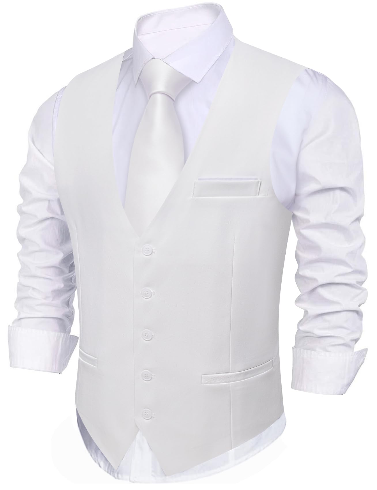 Barry.Wang Mens White Suit Vest Formal/Leisure