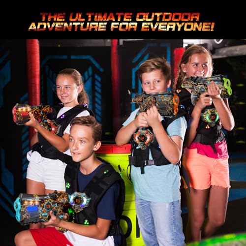 VATOS Rechargeable Laser Tag 4 Players - 4 Guns and 4 Jacket Sensors Fully Synchronized with 2.4GHz Data - Toys and Birthday Ideas Laser Tag Gun for Kids