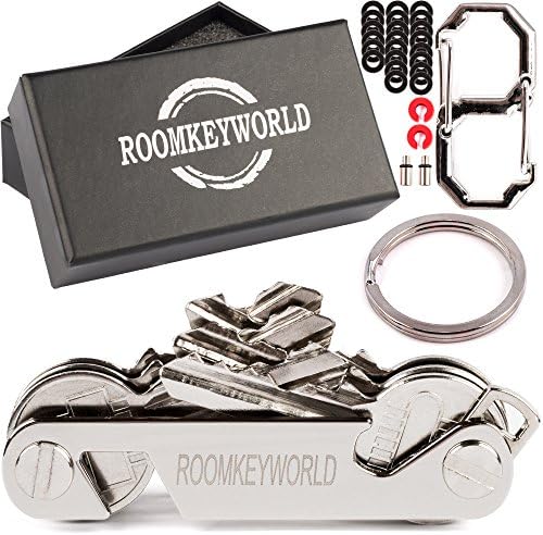Smart Compact Key Holder by RoomKeyWorld | Premium Pocket Key Organizer with Phone Stand &amp; Bottle Opener + Dual Spring S-shaped Hook and Key Ring