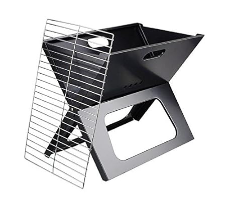 HOKIPO Steel Flat Folding Portable Barbecue BBQ Grill (Black)